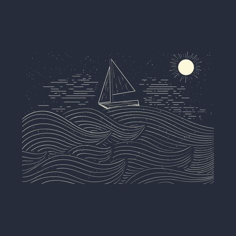 Waves Chalkboard Art, Waves Line Drawing, Sailboat Line Drawing, Ocean Line Drawing, Ship Line Art, Sea Line Art, Line Art Waves, Water Line Art, Waves Mural