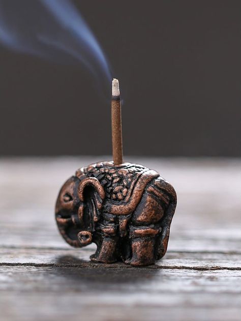 Bronze  Collar  Zinc Alloy  Incense Sticks Holder Embellished   Home Decor Scent Sticks, Incense Stick Holder, Small Elephant, Incense Sticks Holder, Incense Holders, Elephant Design, Spring Home Decor, Salon Decor, Incense Sticks