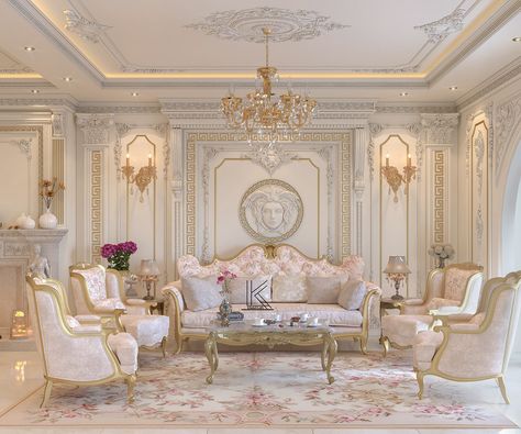 Classic Reception Interior Home, Classic Reception Design, Classic Interior Design Living Room, بيوت ملكية, Classic Interior Design Luxury, Classic Reception, Art Deco Style Interior, Luxury Ceiling Design, Drawing Room Design