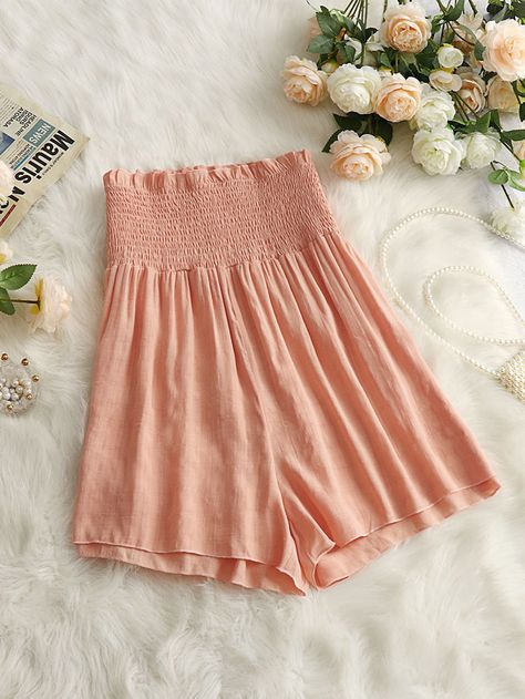 Orange Casual   Polyester Plain Wide Leg  Non-Stretch Summer Plus Size Bottoms Peach Shorts, Wide Leg Shorts, Summer Plus Size, Plus Size Shorts, Boho Shorts, Solid Black, Tulle Skirt, Short Dresses, Outfit Inspirations