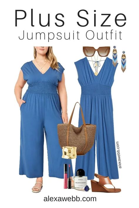 Plus Size Spring Jumpsuit Outfit - Alexa Webb Spring Jumpsuit Outfit, Boho Dress Outfit, Plus Size Spring Outfits, Spring Jumpsuit, Spring Jumpsuits, Alexa Webb, Jumpsuit Outfits, Loungewear Fashion, Plus Size Spring