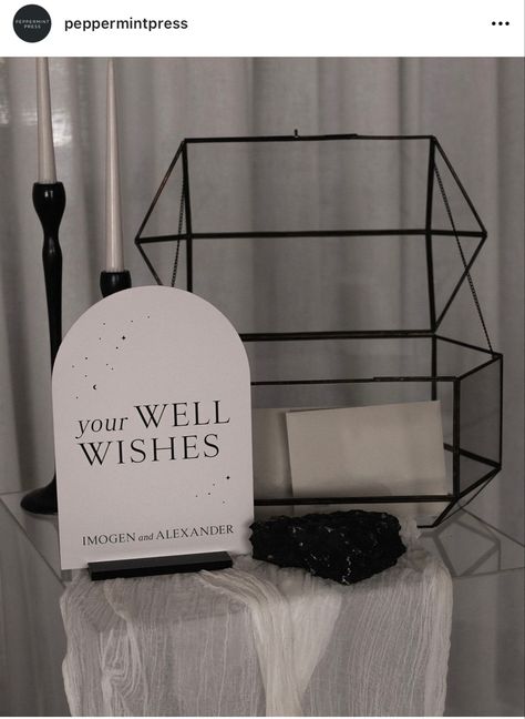 Black And White Welcome Table, Spooky Wedding, Bridal Era, Wedding Welcome Table, Wishing Well Wedding, Gift Table Wedding, Monochrome Weddings, Welcome Table, Nye Wedding