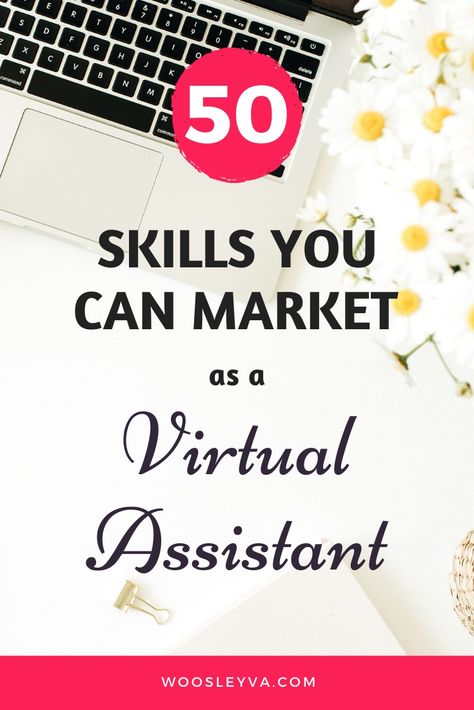 Ready to start making money as a virtual assistant? I've complied a list of the top 50 skills you can offer to build your business. // Woosley VA -- #virtualassistant #workfromhome #wahm #VAbusiness Virtual Assistant Skills, Hyper Focus, Become A Virtual Assistant, Marketing Copywriting, List Of Skills, Joyful Life, Build Your Business, Virtual Assistant Business, Freelance Business