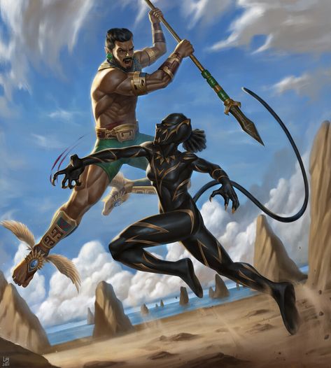 ArtStation - Namor vs Black panther, Loy Baldon Black Panther And Namor, Black Panther Vs Namor, Namor And Shuri Fanart, Namor Art, Black Panther Namor, Namor Black Panther, Aquaman Comic, Black Superheroes, Marvel And Dc Characters