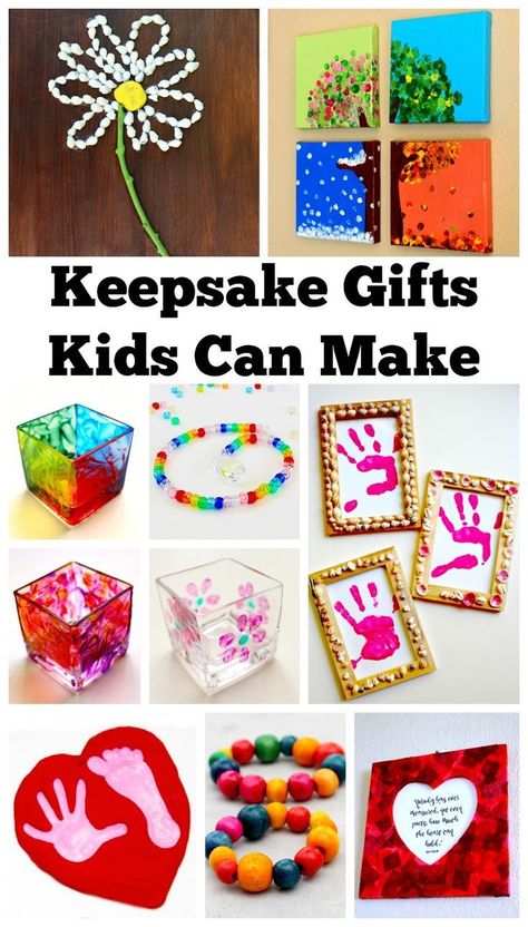 Each of these keepsake gifts kids can make comes with a full tutorial. They are a perfect gift idea for birthday's, Christmas, Mother's Day, Father's Day, or any other special occasion! Gift Ideas | DIY Projects | Kids Crafts | Kid-Made Gifts Gifts Kids Can Make, Homemade Kids Gifts, Unique Homemade Gifts, Crafts And Activities For Kids, Keepsake Crafts, Gifts For Parents, Christmas Gifts For Parents, Keepsake Gifts, Diy Gifts For Kids