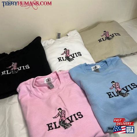 Elvis Presley Merch, Elvis Merch, Embroidered Sweatshirt, Tour Shirt, Embroidered Sweatshirts, Elvis Presley, Stylish Outfits, Gifts For Friends, Fashion Outfits