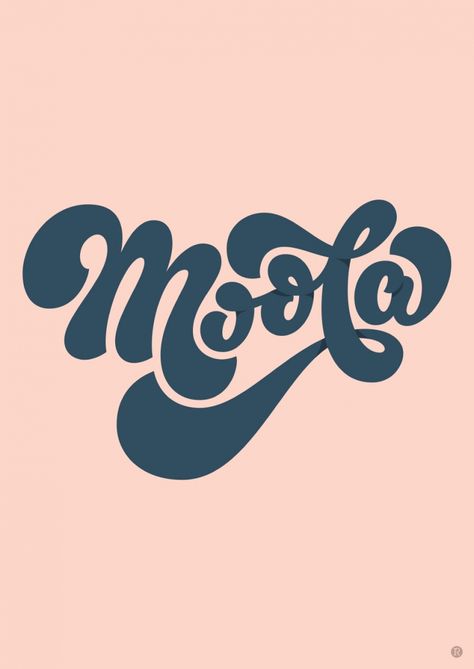 Moola! ___ Rob Clarke 70s inspired typography. typeface, pale pink, navy blue logo design. Creative inspiration Emotional Typography, Illustrative Lettering, Blue Logo Design, Numbers Tattoo, Nifty 50, Typographie Logo, Inspiration Typographie, Typographic Posters, 10 Tattoo