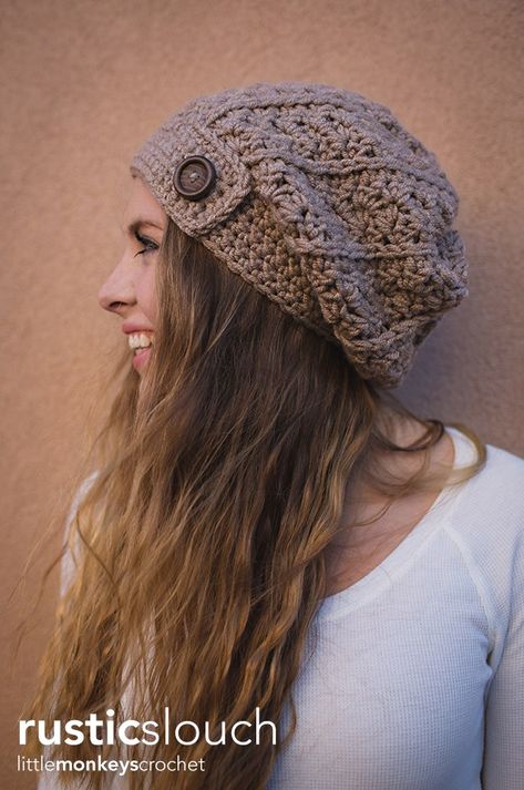 Rustic Slouch Crochet Hat Pattern Free, Crochet Photography, Slouchy Hat Crochet Pattern, Slouchy Hat Pattern, Pola Topi, Crochet Adult Hat, Simpul Makrame, Crochet Slouchy Hat, Hat Patterns Free