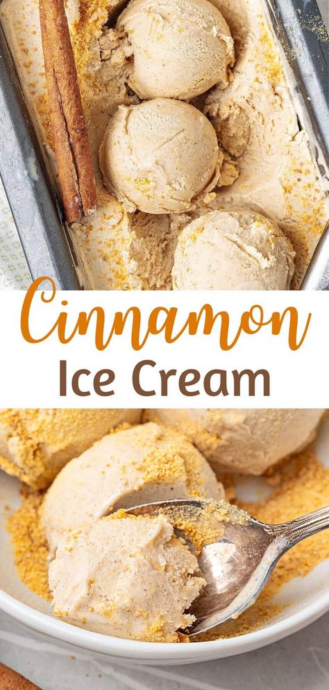 Homemade Cinnamon Ice Cream, Churned Ice Cream Recipes, Cinnamon Ice Cream Recipe, Apple Crumb Bars, Make Popsicles, Frozen Recipes, Orange Ice Cream, Fudge Ice Cream, Pumpkin Crunch