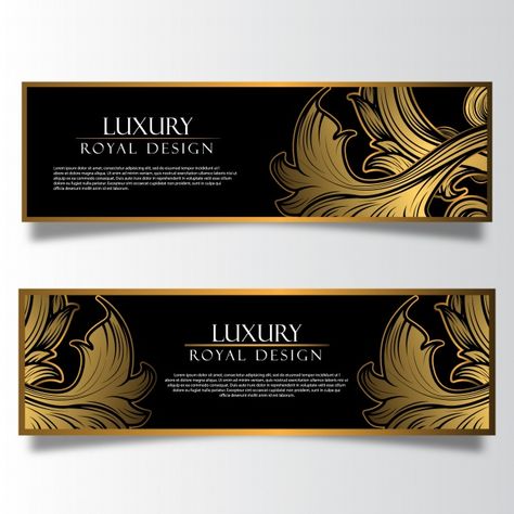 Luxury banner design Free Vector Luxury Banner Design, Banner Design Ideas, Hero Banner, Elegant Banners, Master Board, Banner Design Inspiration, Metal Background, Photo Banner, Royal Design