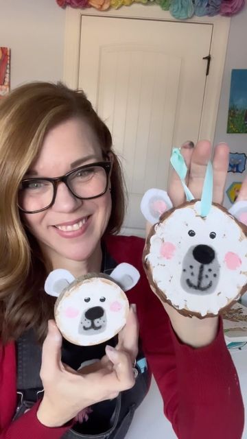 Andrea Nelson on Instagram: "I admire those creators who always look like everything is easy. That is not me. There is always chaos. Always. But this polar bear ornament was fun and turned out super cute! #ornamentdiy #ornamentcraft #holidaycrafts #christmascraftsforkids #instamom #poscapens #makersoftiktok #crafty" Polar Bear Ornaments Diy, Adventure Crafts, Polar Bear Ornaments, Polar Bear Christmas, Christmas Break, Ornament Crafts, Christmas Crafts For Kids, Ornaments Diy, Polar Bear