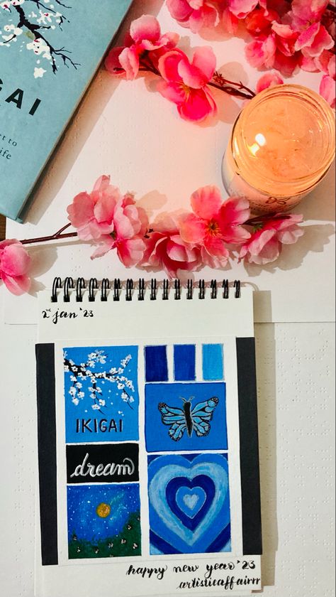 Painted this beautiful blue moodboard with the camlin tube watercolors and brushes🤍 Blue Moodboard Painting, Moodboard Painting, Wall Vase Decor, Blue Moodboard, Poster Color, Moodboard Aesthetic, Oil Pastel Art, Canvas Painting Designs, Painted Boards