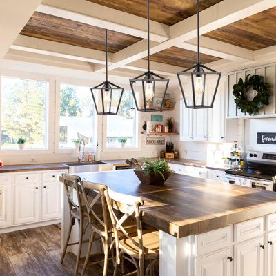 Farmhouse Rooms, Cow House, Island Dining, Industrial Interior Design, Organizing Hacks, Farmhouse Kitchen Design, Open Frame, Industrial Farmhouse, High Ceilings