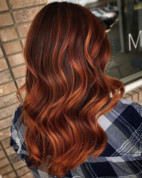 Copper Sunset by @hairbysare_ Copper Sunset Hair, Sunset Hair Color, Color Hair Styles, Sunset Hair, Girl Hair Colors, Hair Color Auburn, Beautiful Hair Color, Brown Hair Balayage, Color Hair