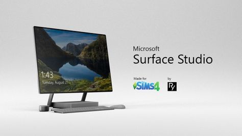 Mod The Sims: Surface Studio with Surface Accessories by RyotMan Sims Folder, Microsoft Surface Studio, Sims Furniture, Surface Studio, Die Sims 4, Sims 4 Studio, Sims 4 Clutter, Sims 4 Bedroom, Custom Computer