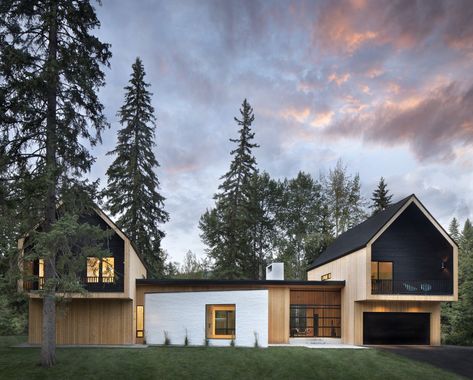 Photo 1 of 10 in Twin Gable Roofs Form the Ultimate Surf Shack—On a Lake in Montana - Dwell Small Outdoor Patios, Gable House, Exterior Stairs, House Design Exterior, Residential Architect, Surf Shack, Gable Roof, Modern Farmhouse Exterior, House Design Photos