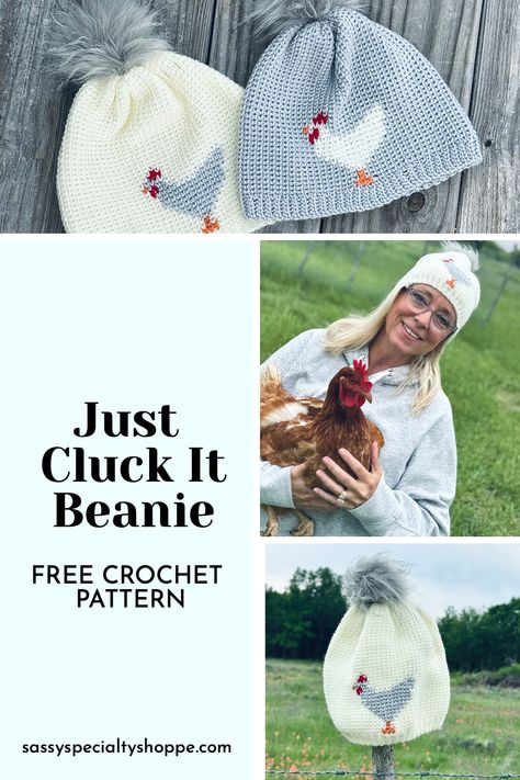 Looking for a fun crochet project? 😃 Check out this Just Cluck It Beanie crochet pattern! Perfect for intermediate crocheters, this chicken hat is made with a cozy Waistcoat stitch and lightweight (#3) yarn. Looks like it's knit but it's not! Follow us for more great free patterns! 🧶 Crochet Chicken Hat Pattern, Chicken Hat Crochet Pattern, Crochet Chicken Hat, Chicken Hats, Beanie Crochet Pattern, Fall Crochet Patterns, Crochet Chicken, Womens Crochet Patterns, Quick Crochet Patterns