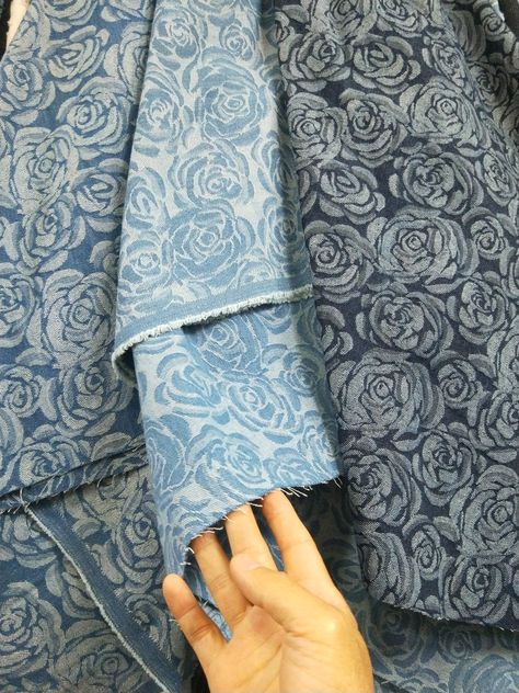 Chanel Classic Camellia Jacquard Denim Fabrics XYCX377 for Jackets, Jeans, Bags, Hats, Dresses, Skirts, Shorts, Vests, Upholstery, DIY Make, etc. Denim Fabrics, Textiles Sketchbook, Jeans Bags, Upholstery Diy, Jeans Bag, Denim Fabric, Blue Fabric, Chanel Classic, Diy And Crafts