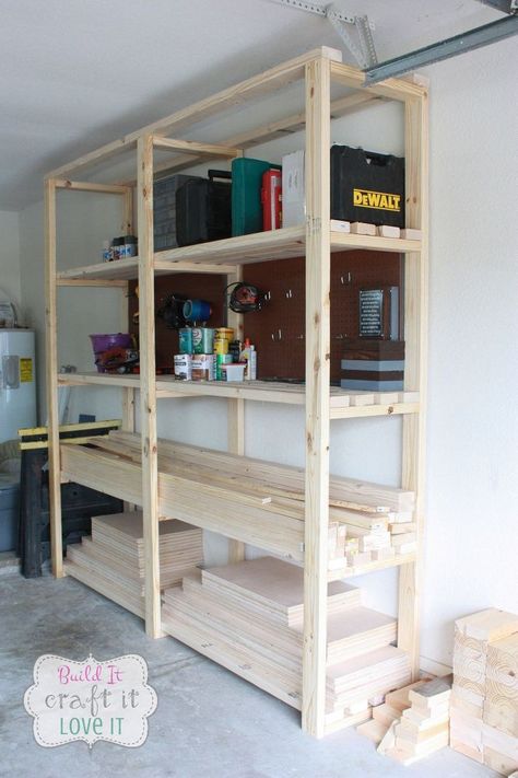 When trying to clean out my garage a while back, I needed a place to store not only my wood for future projects but also all my tools, stain, paints, etc. This… Garage Wall Cabinets, Pergola Metal, Garage Storage Shelves, Pergola Swing, Diy Garage Shelves, Diy Garage Storage, Garage Shelf, Garage Shelving, Diy Garage