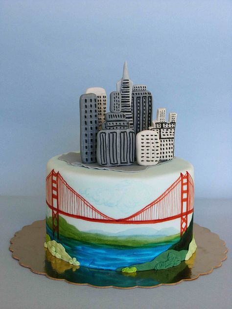 San Francisco cake | Flickr - Photo Sharing! Travel Cakes, City Cake, Travel Cake, Superhero Cake, Minecraft Cake, Special Cake, Novelty Cakes, Cake Decorating Techniques, Fondant Cakes