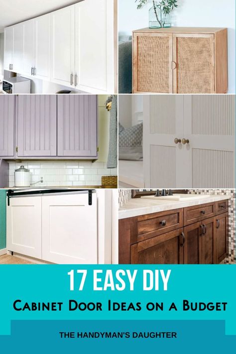 Alternative Cupboard Door Ideas, Covered Cabinet Doors, Diy Kitchen Cabinet Doors Makeover, Kitchen Cupboard Door Ideas, Unique Kitchen Cabinet Door Ideas, Cabinet Door Panel Ideas, Redo Cabinet Doors, Easy Kitchen Diy, Diy Cabinet Doors Easy Kitchen