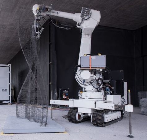 A construction robot has to be powerful enough to handle heavy material, small enough to enter standard buildings, and flexible enough to navigate the terrain. Construction Robot, 3d Robot, Robotic Automation, Industrial Robots, Robotic Arm, Be Powerful, 3d Printing Diy, Luxury Bedroom Design, Diy Cnc