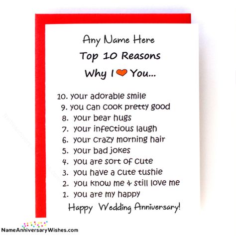 Top 10 Reason Why I Love You Anniversary Cards 10 Reasons Why I Love You, Love Anniversary Wishes, I Love You Lettering, Reasons I Love You, Reasons Why I Love You, Why I Love Him, Why I Love You, Love Anniversary, Bad Jokes