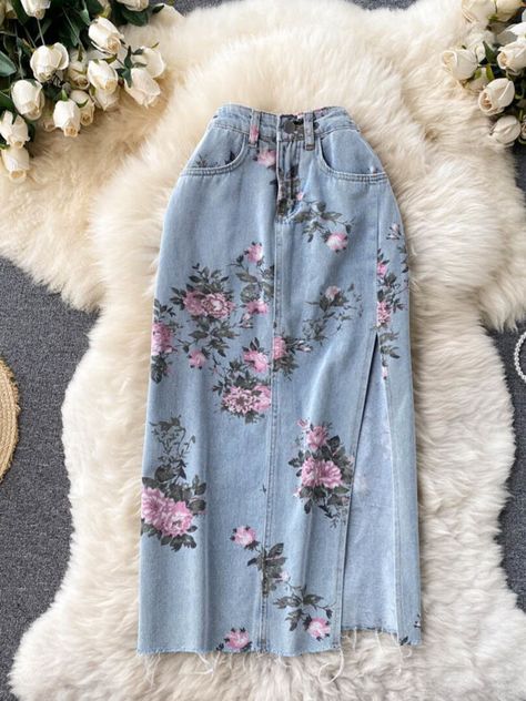 Long Jeans Skirt, Long Pants Fashion, Plus Size Bodycon Dresses, Print Jeans, Denim Skirt Women, High Waist Denim, Fashion Autumn, Autumn Casual, Party Skirt