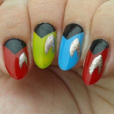 My star trek nails on my long natural stiletto almond nails Padme Nails, Stiletto Almond Nails, Star Trek Nails, Star Trek Theme, My Star, Almond Nails, Some Pictures, Star Trek, Nail Inspo