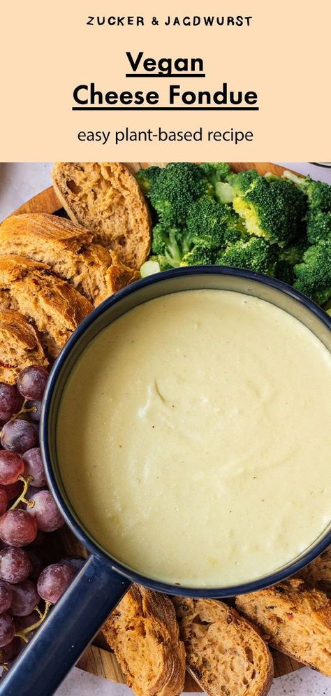 Vegan Cheese Fondue #soulfood #party #family dinner Vegan Cheese Fondue Recipes, Vegan Fondue Recipes, Vegetarian Fondue, Dairy Free Fondue, Vegan Cheese Fondue, Vegan Fondue, Lactose Free Cheese, Fondue Night, Ms Diet