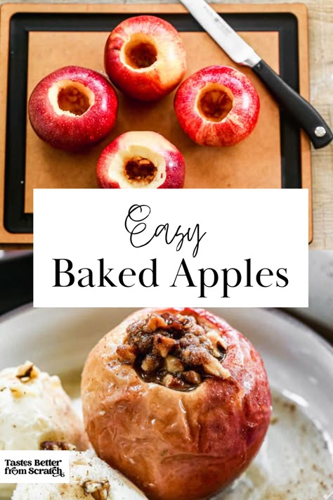 Bake Apples Recipe, Whole Baked Apples Recipe, Baked Apples Recipe Air Fryer, Recipe For Baked Apples, Baked Apples Recipe Oven Healthy, Whole Apple Dessert, Apple Desserts With Fresh Apples Healthy, Stuffed Apples Dessert, Quick Apple Desserts Simple