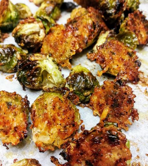 Crispy Cheesy Brussel Sprouts, Easy Crispy Brussel Sprouts, Brussel Sprout Recipes Balsamic Parmesan, Brussel Sprout Crispy, Crispy Parmesan Smashed Brussel Sprouts, Garlic Parmesean Brussel Sprouts Roasted, Garlic Parm Roasted Brussel Sprouts, Brussels Sprouts Parmesan Roasted, Brussels Sprouts Cheese