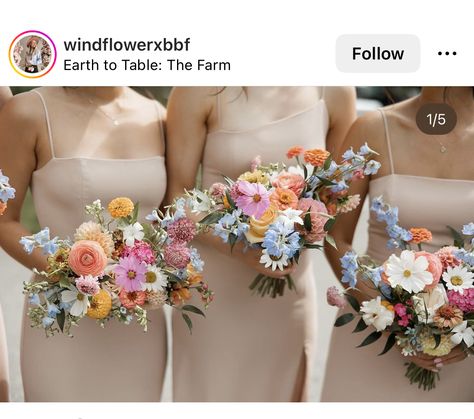 March Wedding Flowers, Wildflower Wedding Theme, Gorgeous Pics, Jasmine Wedding, Taupe Bridesmaid Dresses, Neutral Bridesmaid Dresses, Beachy Wedding, Colorful Wedding Flowers, Bridesmaid Colors