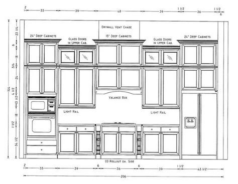 1 WALL CABINET ELEVATION - Etsy Kitchen Elevation Drawing, Kitchen Elevation, Laundry Room Cabinet, Kitchen Cabinets Elevation, Cabinet Glass Doors, Kitchen Floor Plan, Kitchen Construction, Kitchen Layout Plans, Elevation Drawing