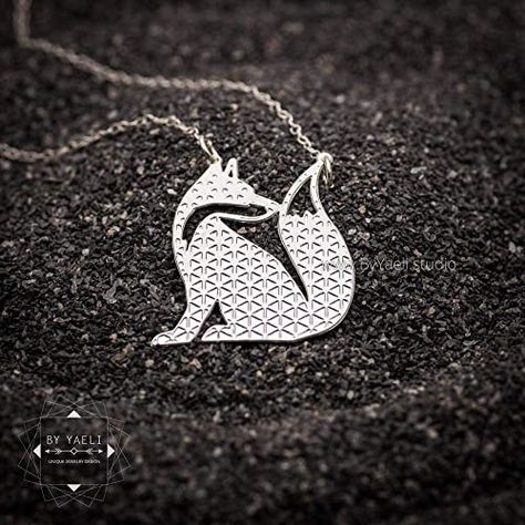 Fox Origami, Geometric Silver Jewellery, Geometric Fox, Fox Necklace, Jewelry Design Studio, Egyptian Necklace, Fox Jewelry, Foxes Necklace, Fox Pendant