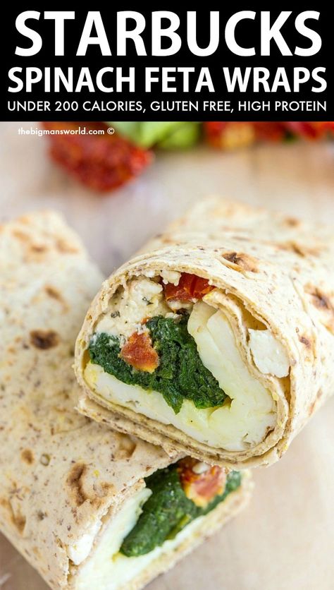 Spinach Feta Wrap, Copycat Breakfast, Feta Wrap, Feta Breakfast, Spinach Wrap, Egg Spinach, Egg Whites Wrap, Breakfast Wrap, Starbucks Wrap