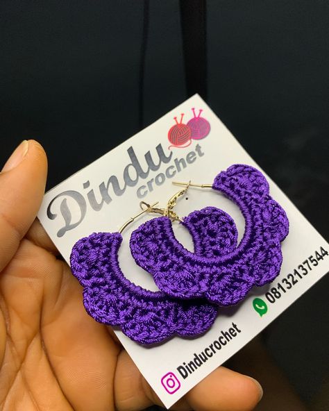 Crochet hoop earrings Size: small . . #jewelry #instagram #love #luxury #crochet #crocheter #knittersandcrochetersng #dinducrochet #fyp #fy #fashionblogger #handmade #tundeednut #hustlersquare Crochet Hoop Earrings Pattern, Crochet Hoop Earring, Embroidery Floss Crochet Earrings, Croche Earings, Crotchet Hoop Earrings, Crochet Hoop Earrings, Crochet Hoop, Love Luxury, Jewelry Instagram