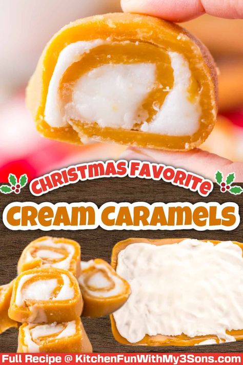 Made with just 6 ingredients, these Homemade Caramels are soft, chewy, and all but melt in your mouth. They have a rich, buttery flavor and make perfect edible gifts for the holiday season. Who wouldn't love to receive some caramel candy?! #recipes Vanilla Cream Filled Caramels, Vanilla Cream Caramels, Caramels Recipe Easy, Christmas Hard Candy Recipes, Hard Caramel Recipe, Easy Caramel Candy Recipe, Caramel Bits Recipes, Make Candy, Candy Molds Recipes