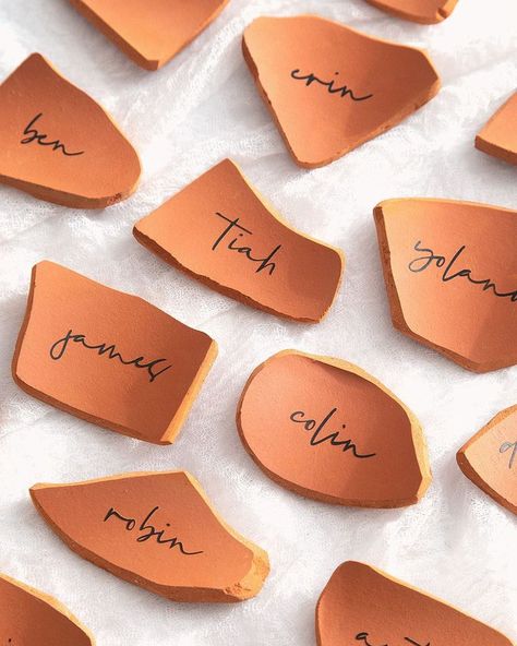 Terra Cotta Wedding, Name Places, Wedding Table Seating, Party Names, When I Get Married, Napkin Folding, Wedding Name, Sweet Table, I Got Married