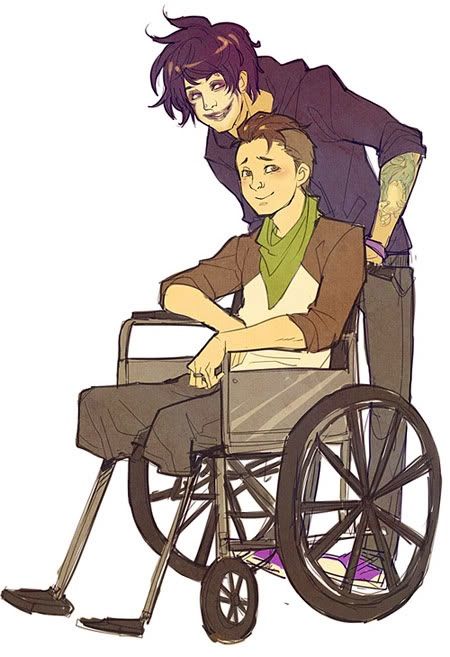 Humanstuck Gamtav  ( love this ship so much) Wheelchair Reference, Homestuck Gamzee, Tavros Nitram, Gamzee Makara, Homestuck Trolls, Homestuck, Boy Art, Wheelchair, Pose Reference