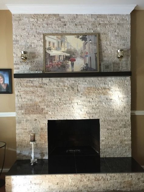 Fireplace stone tile - Torreon Stone Travertine Architectural Wall Tile Wall Tiles For Living Room, Wall Tiles Living Room, Fireplace Makeovers, Room Wall Tiles, Fireplace Tiles, Fireplace Redo, Tiles Living Room, Fireplace Stone, Architectural Wall