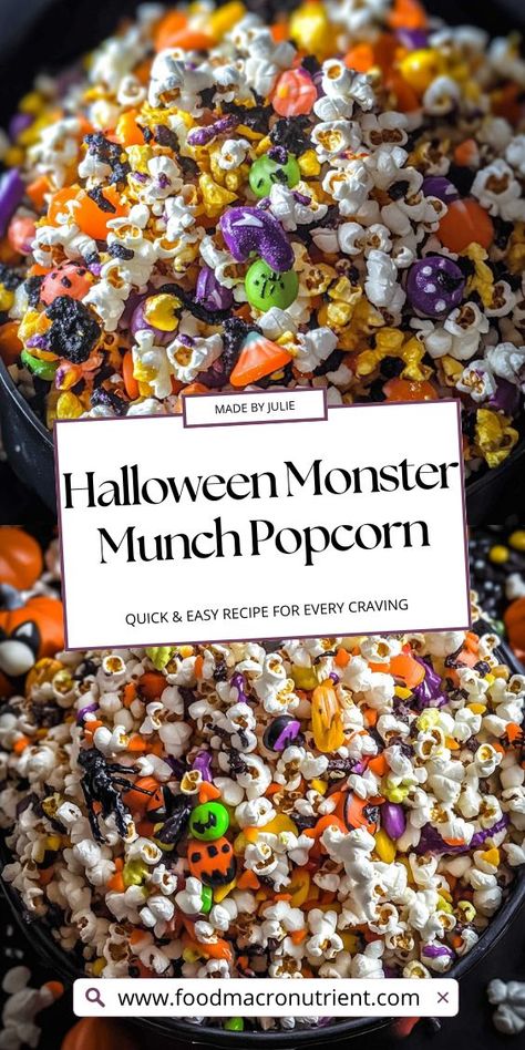 Satisfy your sweet tooth with this eerie popcorn mix that’s bursting with flavor! A blend of popcorn, candies, and festive sprinkles makes it an unforgettable Halloween treat. Serve it in cauldrons for a fun party centerpiece that’ll have everyone coming back for more! Halloween Popcorn Mix, Fun Popcorn, Chocolate Dipped Pretzel Rods, Dipped Pretzel Rods, Monster Munch, Halloween Popcorn, Popcorn Mix, Halloween Movie Night, Party Centerpiece