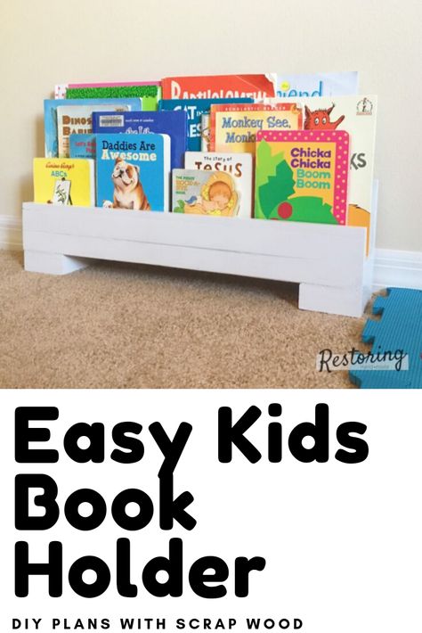 How To Build Small Book Shelf, Easy Book Storage, Floor Book Storage, Book Shelf For Baby Room, Diy Montessori Bookshelf Cardboard, Diy Bookshelf For Classroom, Front Facing Bookshelf Diy, Diy Book Bin, Diy Kid Bookshelf