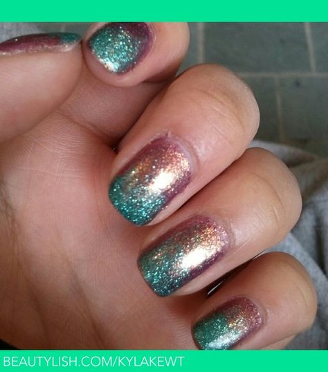 OPI - Rally Pretty Pink and Coastal Scents turquoise glitter ombre. Beautylish Copper And Teal Nails, Copper Ombre Nails, Teal And Copper Nails, Gold And Teal Nails, Teal And Copper Wedding, Nails For Bride, Gold Ombre, Coastal Scents, Turquoise Glitter