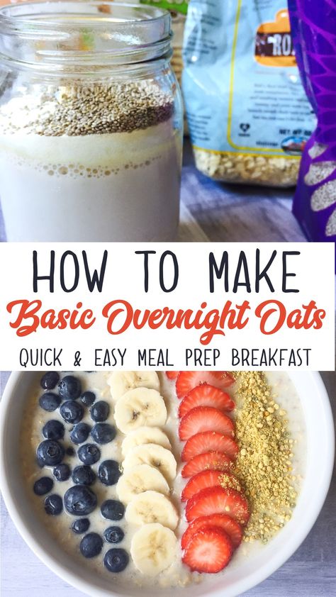 Basic Overnight Oats, Oats In A Jar, Overnight Oats In A Jar, Overnight Oats With Yogurt, Healthy Make Ahead Breakfast, Aesthetic Grey, Packed Breakfast, Overnight Oat, Overnight Oats Healthy