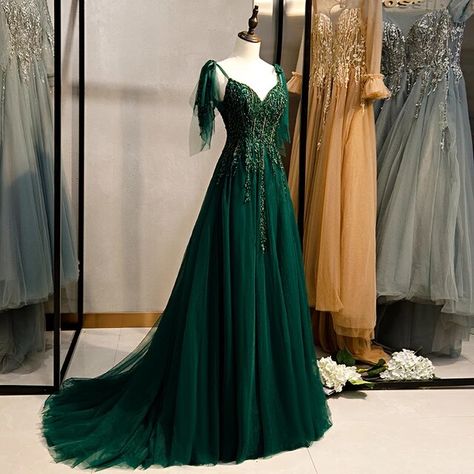 New Green Evening Dress Sexy V-neck Sleeveless A-line Floor-length Crystal Bling Backless Lace Up Party Formal Gown Woman B215 - Evening Dresses - AliExpress Green Homecoming Gown With Sweep Train, Green Gown With Sweep Train For Homecoming, Green Homecoming Evening Dress With Sweep Train, Green Evening Dress With Sweep Train For Homecoming, Formal Green Tulle Evening Dress, Green Tulle Evening Dress For Formal Occasions, Green Floor-length Evening Dress For Homecoming, Green Tulle Dress With Sweep Train, Dark Green Floor-length Prom Gown