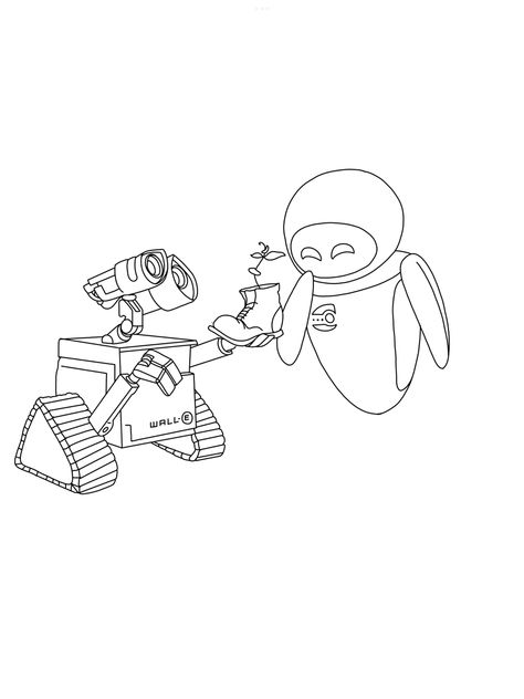 Wall E And Eve Painting Easy, Wall E Sketch Drawings, Wall E Coloring Pages, Mike And Sully Tattoo, Walle And Eve Drawing, Minimal Disney Tattoo, Pixar Tattoo Ideas, Walle Drawings, Brother Sister Tattoo Ideas