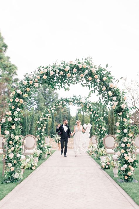 Split Flower Arch Wedding, Partial Floral Arch Wedding, Moon Gate Wedding Arch Flowers, Floral Arch Wedding Invitation, Flower Arch Elegant Waterview, Wedding Arbors, Floral Arch Wedding, San Diego Wedding Venues, San Diego Wedding Photography