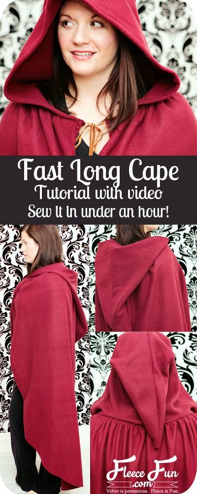 I love how this tutorial includes a FREE pdf pattern!  This looks like it's really easy to sew.  I'm going to try this. Girl Archer, How To Make A Cape, Diy Cape, Diy Sy, Cape Pattern, Long Cape, Hooded Cape, Cosplay Tutorial, Cosplay Diy