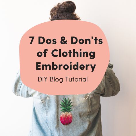 So you want to embroidery a t-shirt or spruce up that old jean jacket? Before you get stitching, check out these 7 helpful tips for hand embroidering on any garment. Upcycled Embroidered Clothes, Cross Stitch On Sweatshirt, How To Embroider Clothes By Hand, Embroidered T Shirt Diy, Intro To Embroidery, How To Embroider On A Tshirt, Hand Stitching Designs, How To Embroider Shirts By Hand, Embroidery Denim Shirt